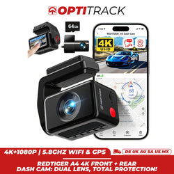 OptiTrack™ | Redtiger A4 4K Front + Rear Dash Cam: Dual Lens, Total Protection! - OptiTrack